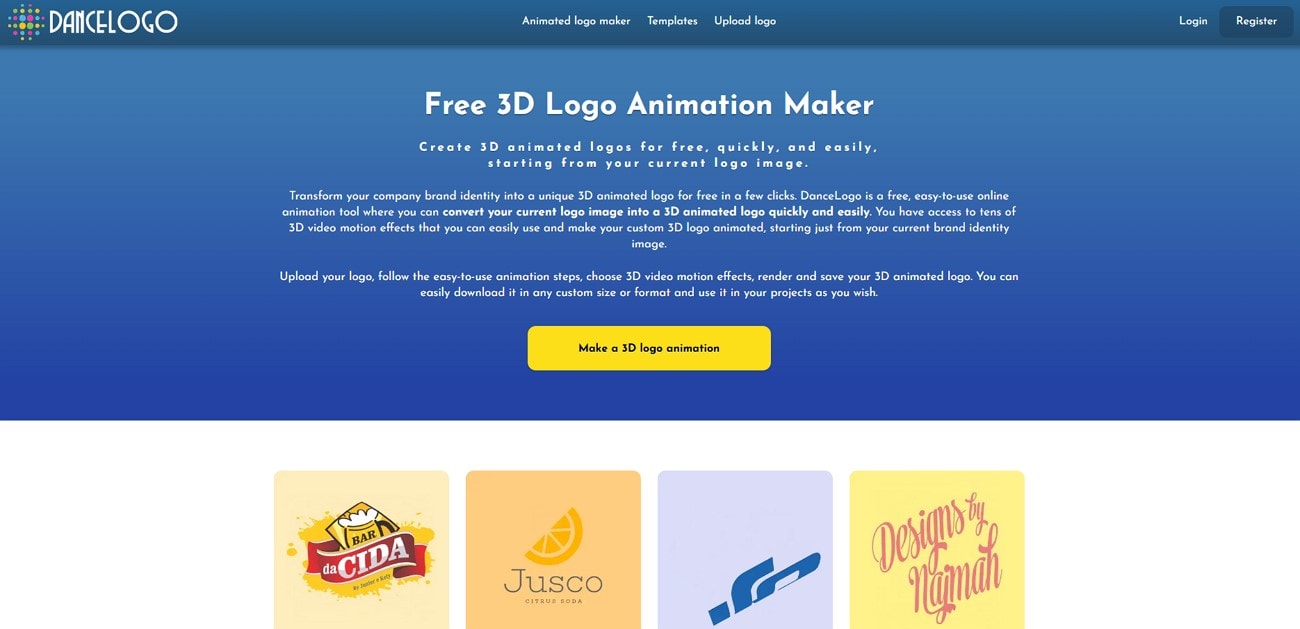 dancelogo online tool 3d logo animation