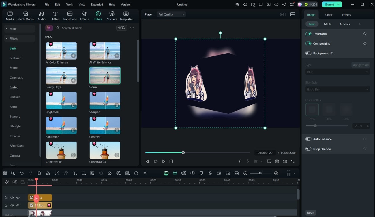 filmora software generates 3d animation logo
