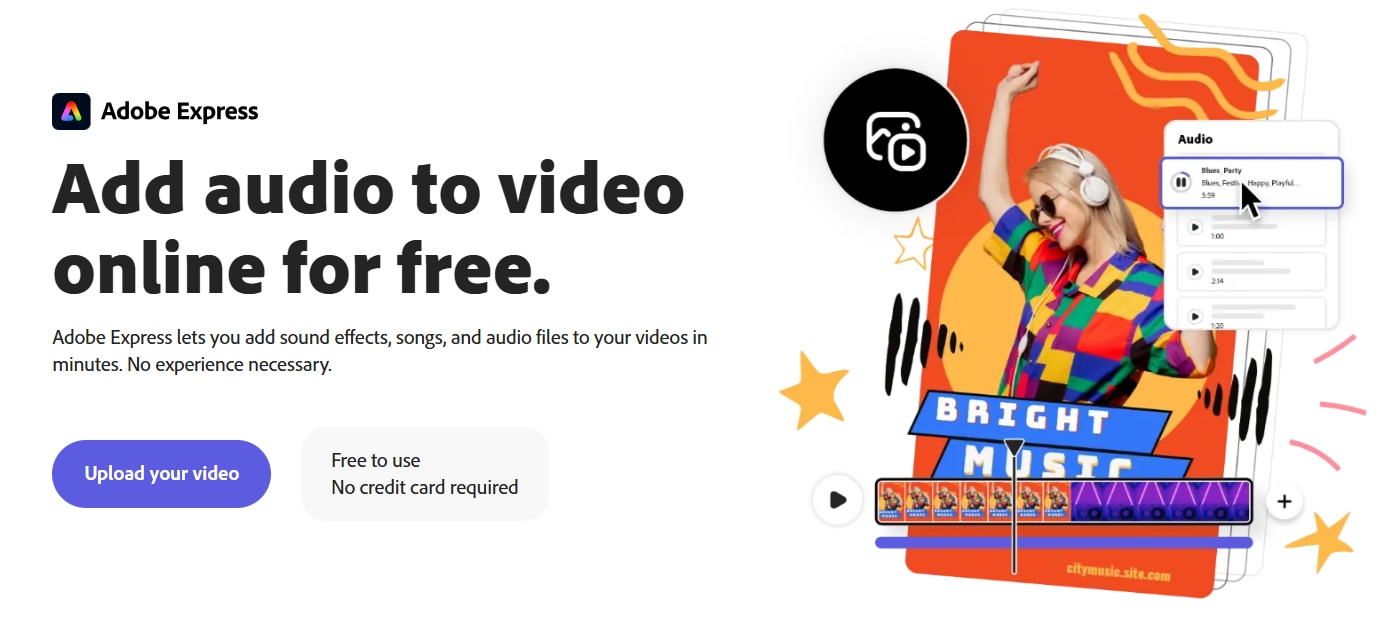 adobe express audio to video converter