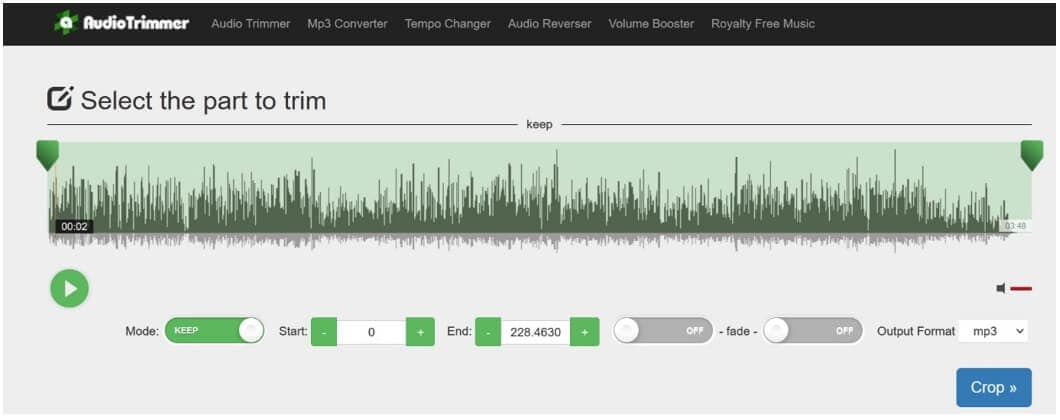 cortador de audio en línea: Audio Trimmer