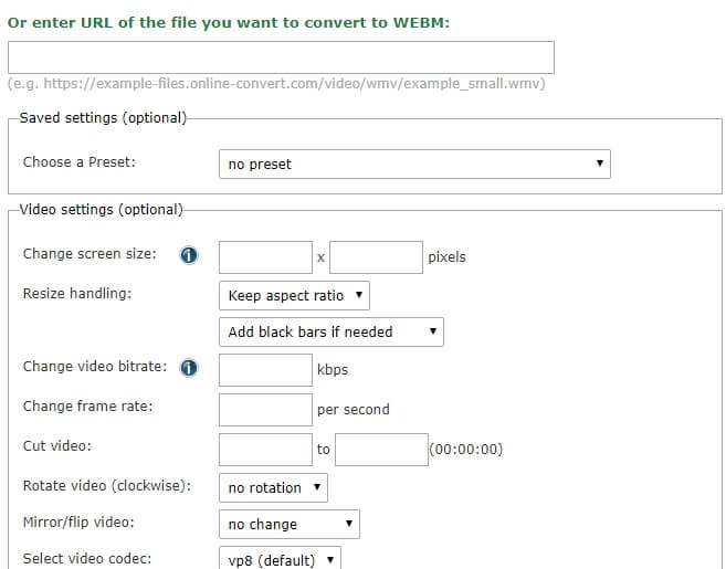 Online YouTube video to WebM Converter