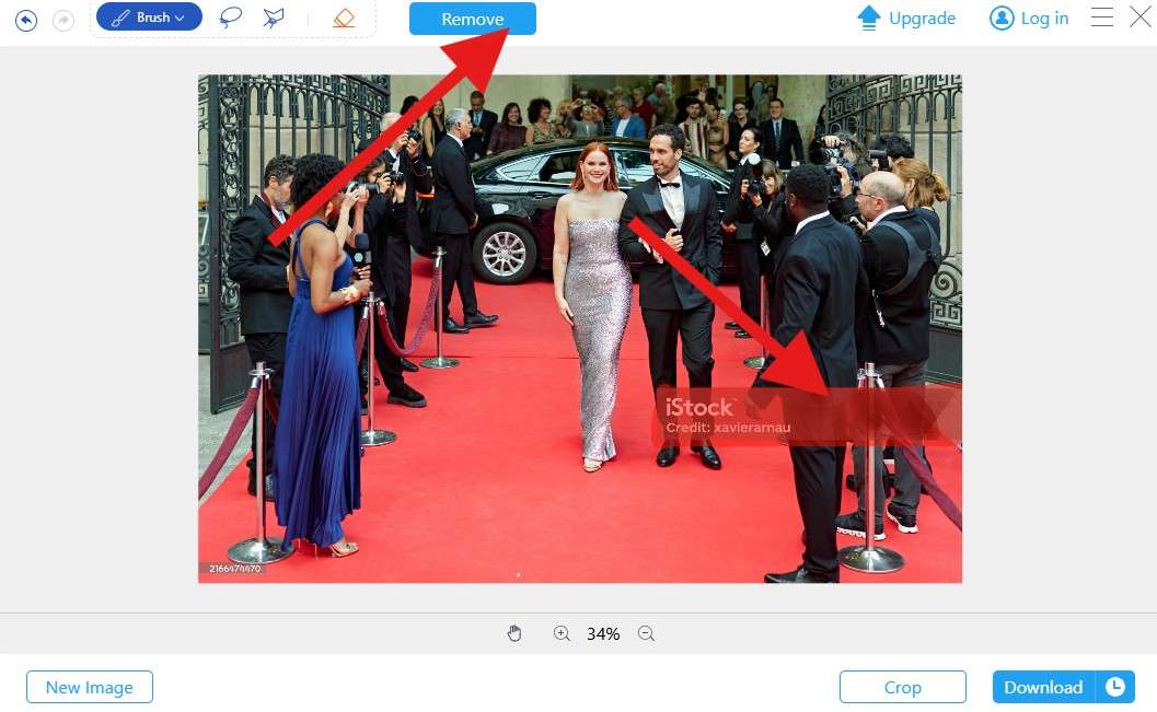 use the brush to select the watermark