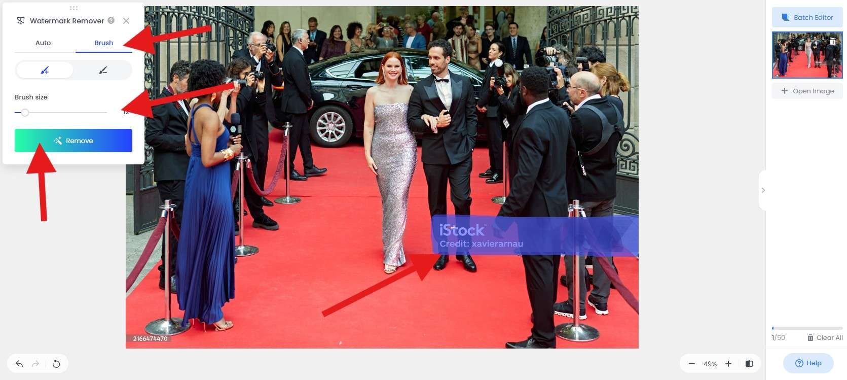 use the fotor watermark remover highlight