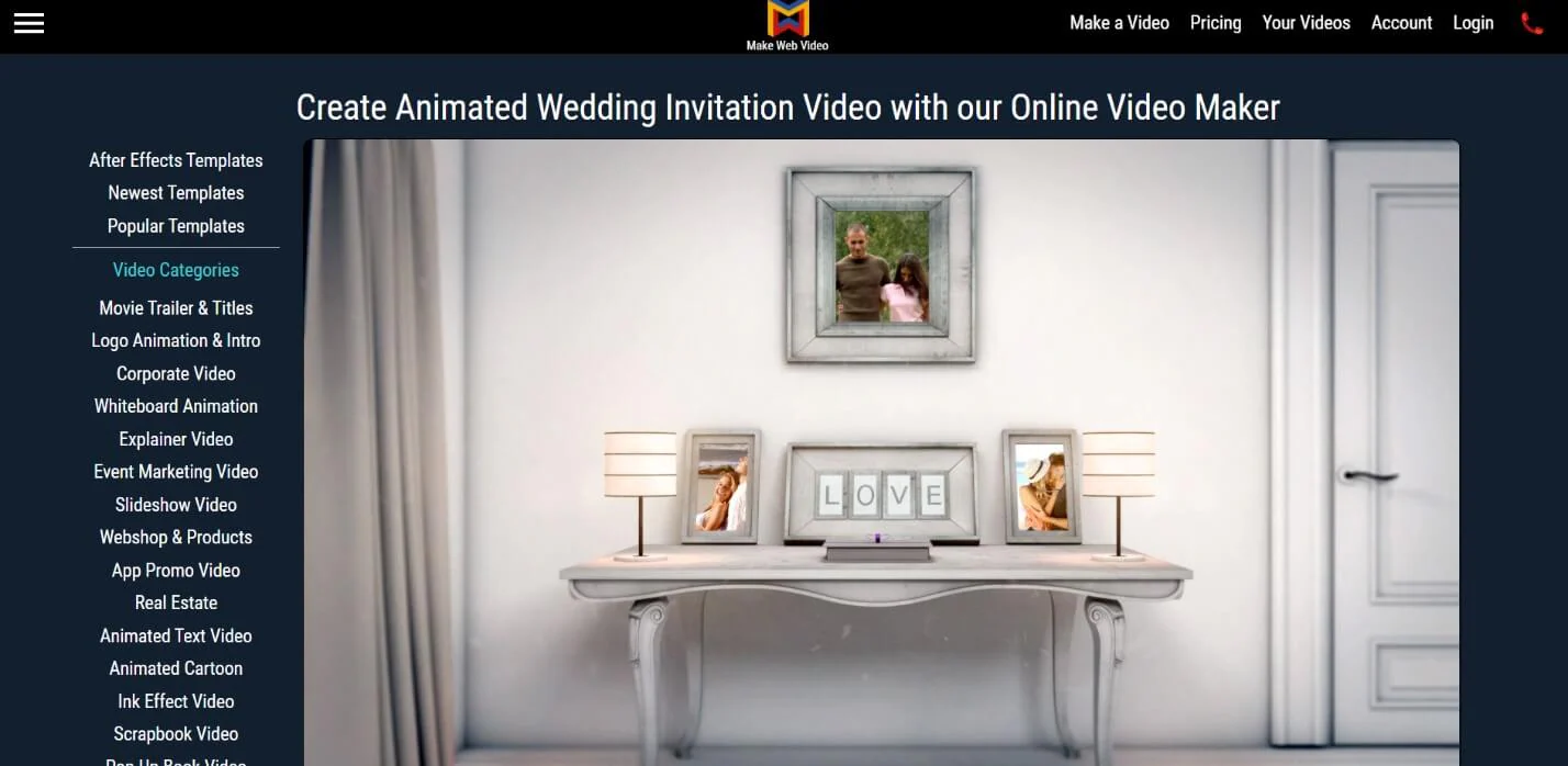  makewebvideo créateur de vidéos d'invitation de mariage en ligne   