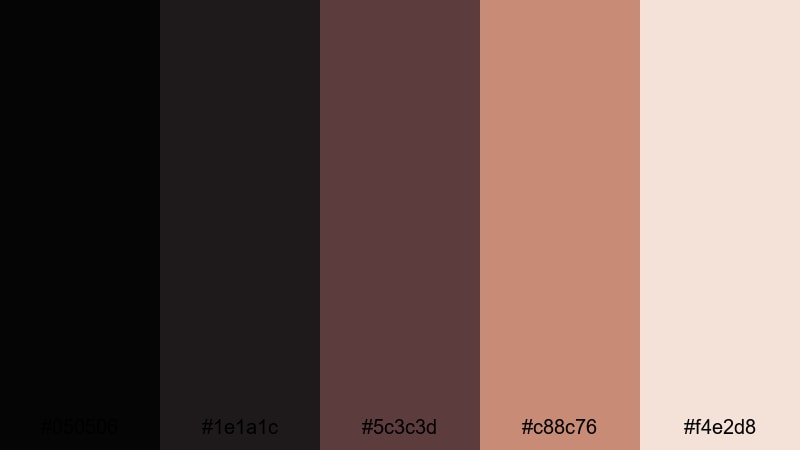 onyx and rose gold formal color palette with hex codes