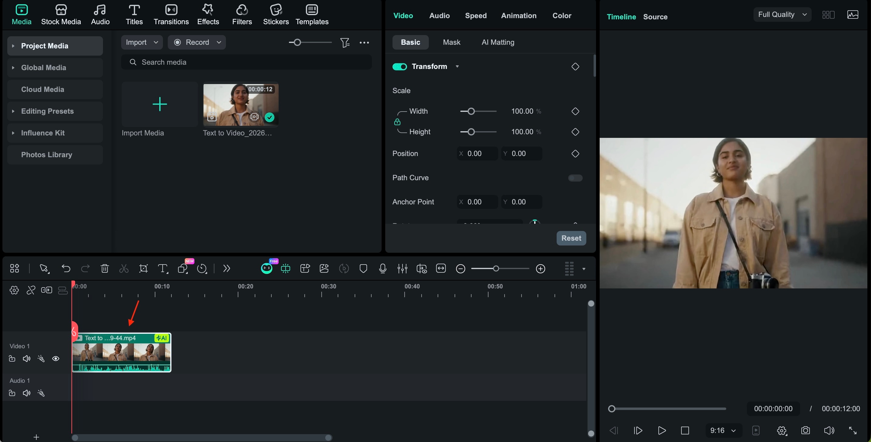 import and drag the clip to filmora