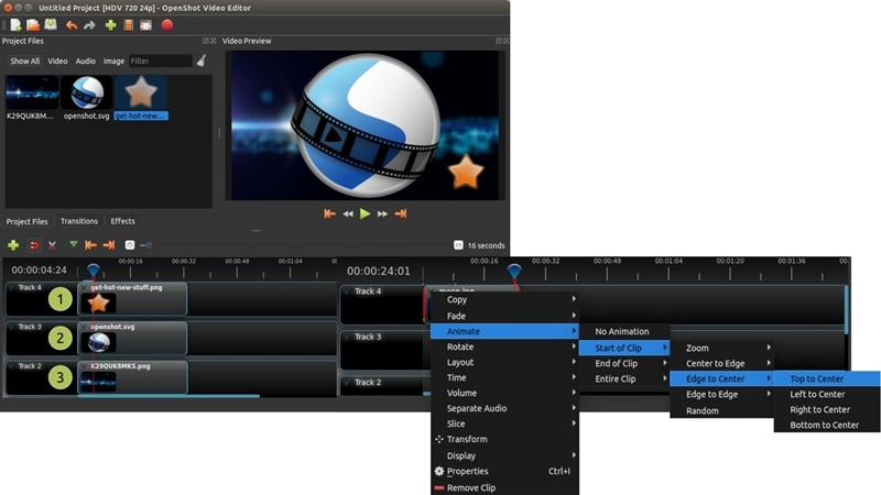 editing clips on openshot timeline