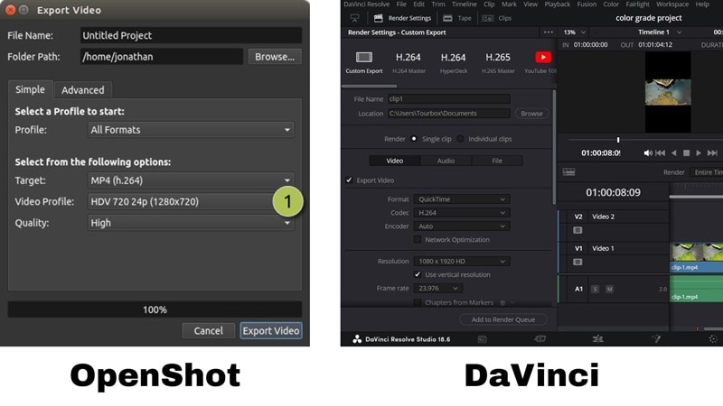 openshot vs davinci performance comparison