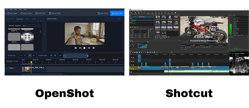 shotcut vs openshot interface comparison