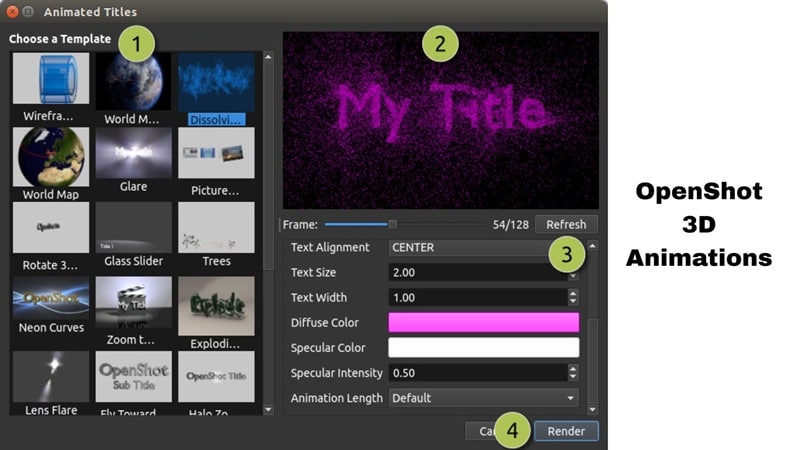 3d animations capabilities in openshot