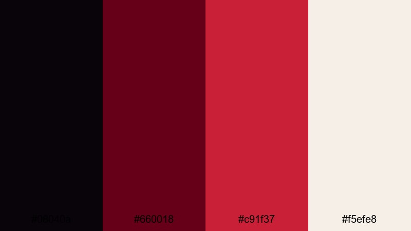 opulent opera velvet black red color palette with hex codes