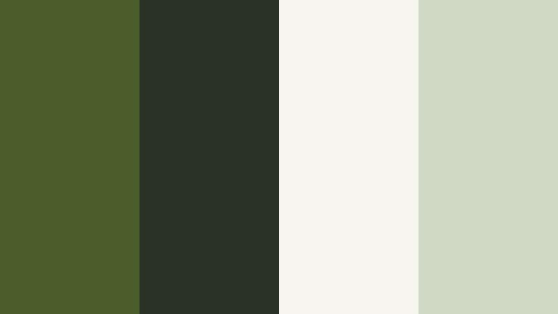 organic brand grid dark moss green color palette with hex codes