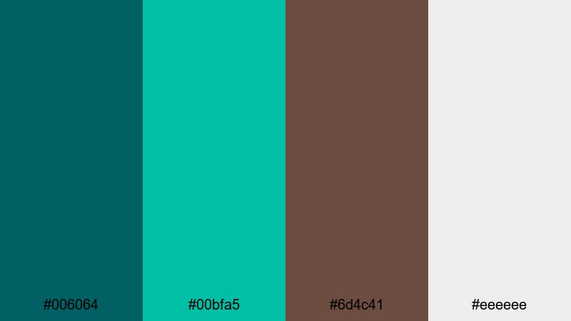organic tech fusion blue green brown color palette with hex codes