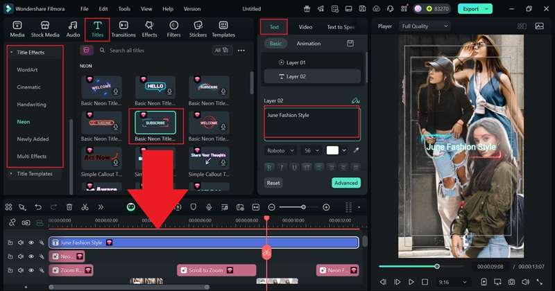 add suitable text to the video
