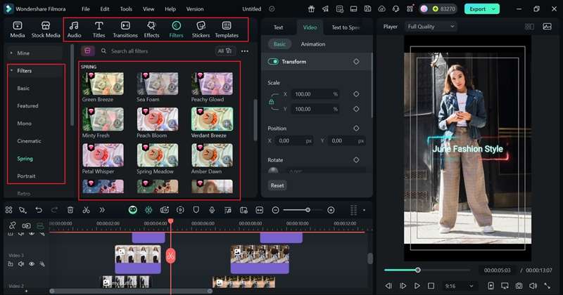 browse through filmora features and libraries