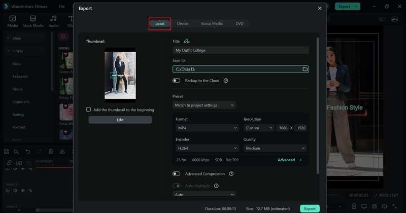 export your outfit collage video