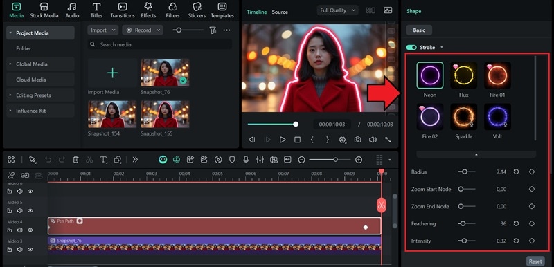 add stroke effect from presets