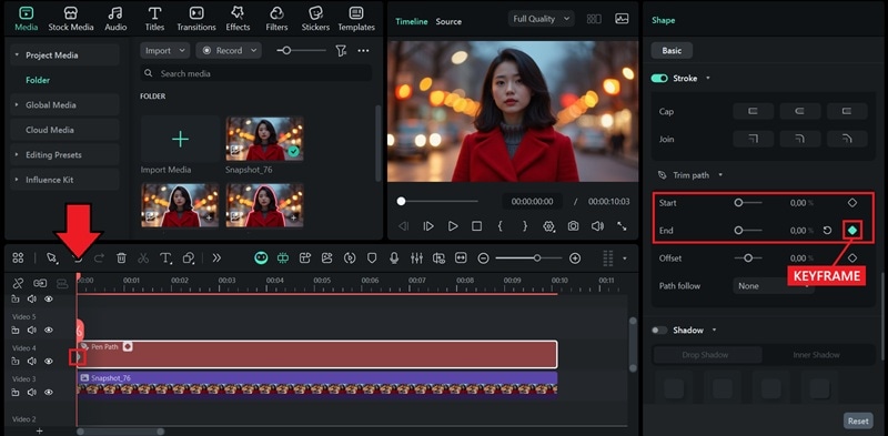 set the initial keyframe