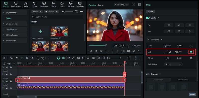 set the second keyframe