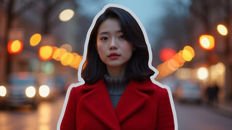 plain outline on portrait