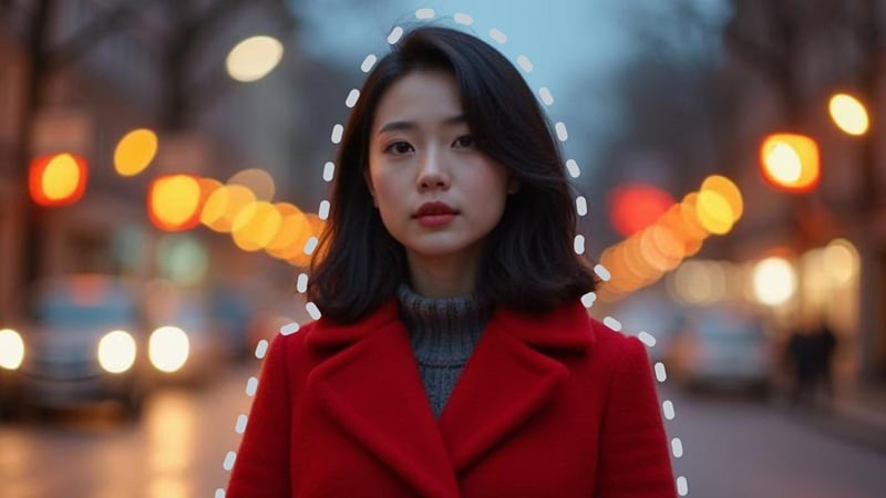 dashed line outline on portrait