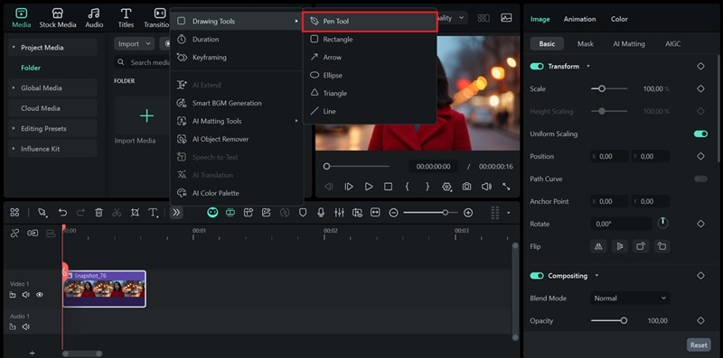 access filmora pen tool