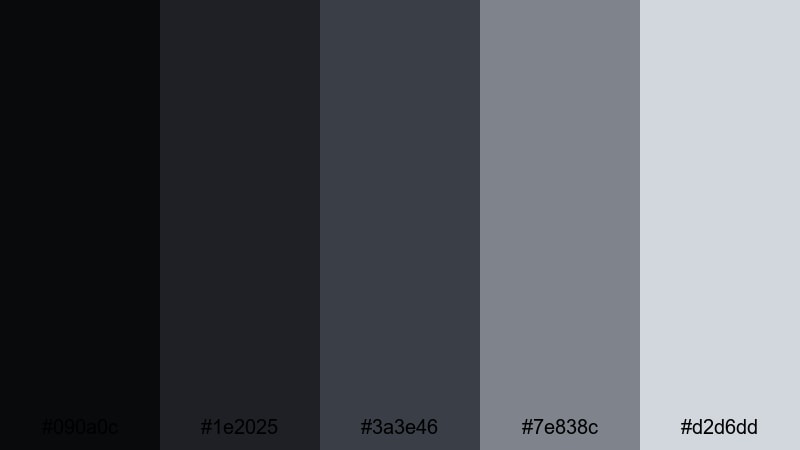 overcast downtown black gray color palette with hex codes