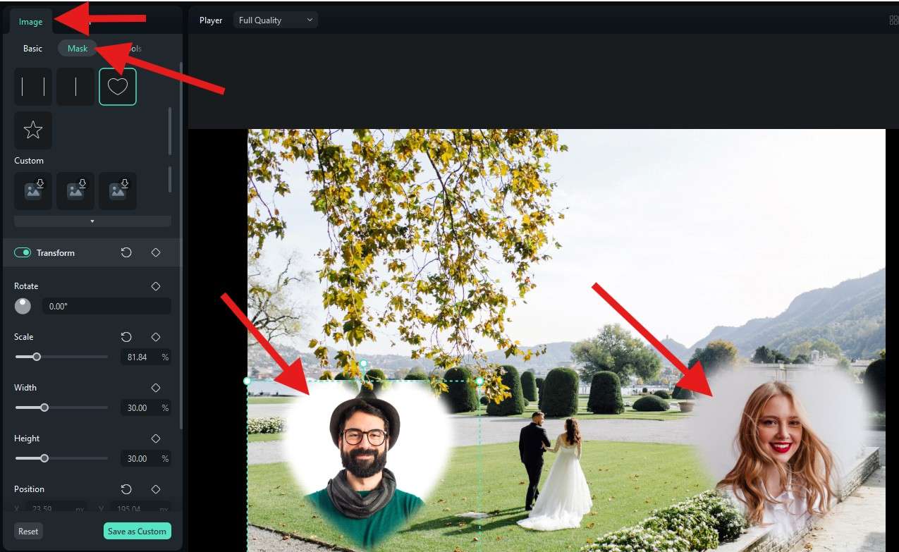 drag two images to timeline filmora