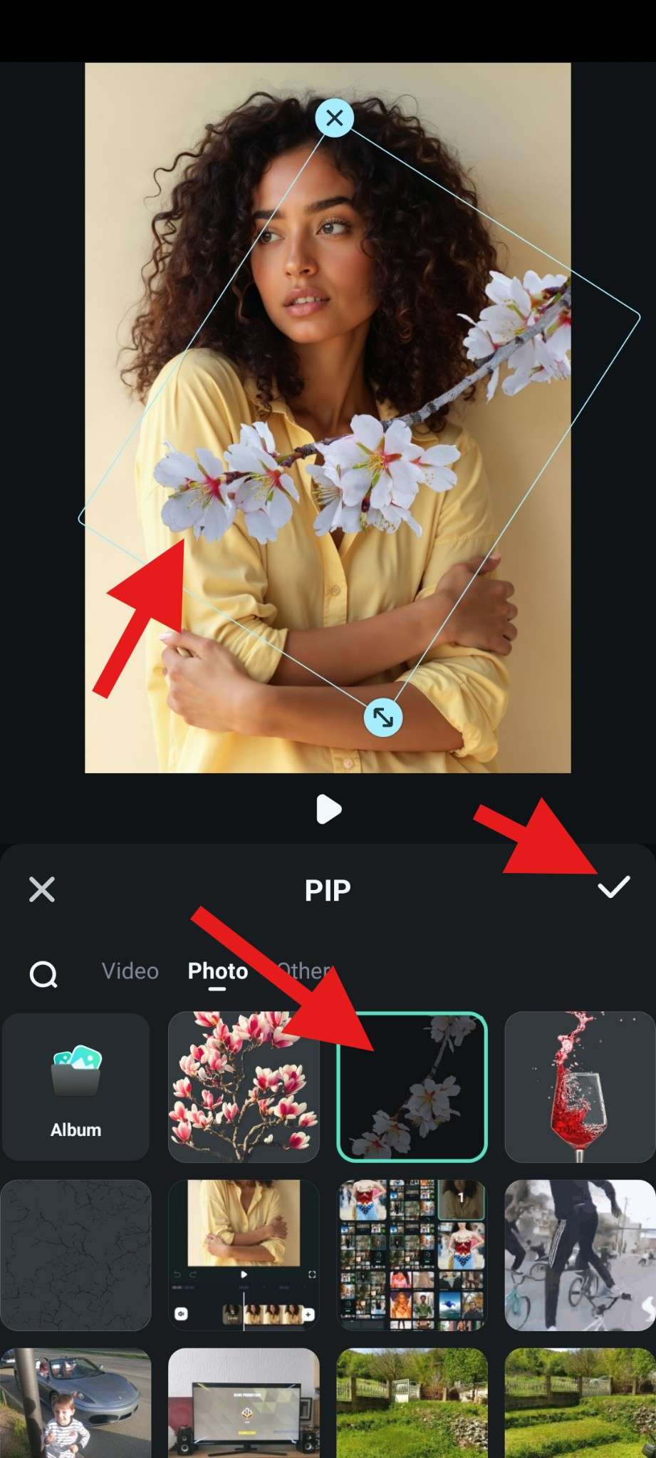 adjust image overlay using filmora mobile