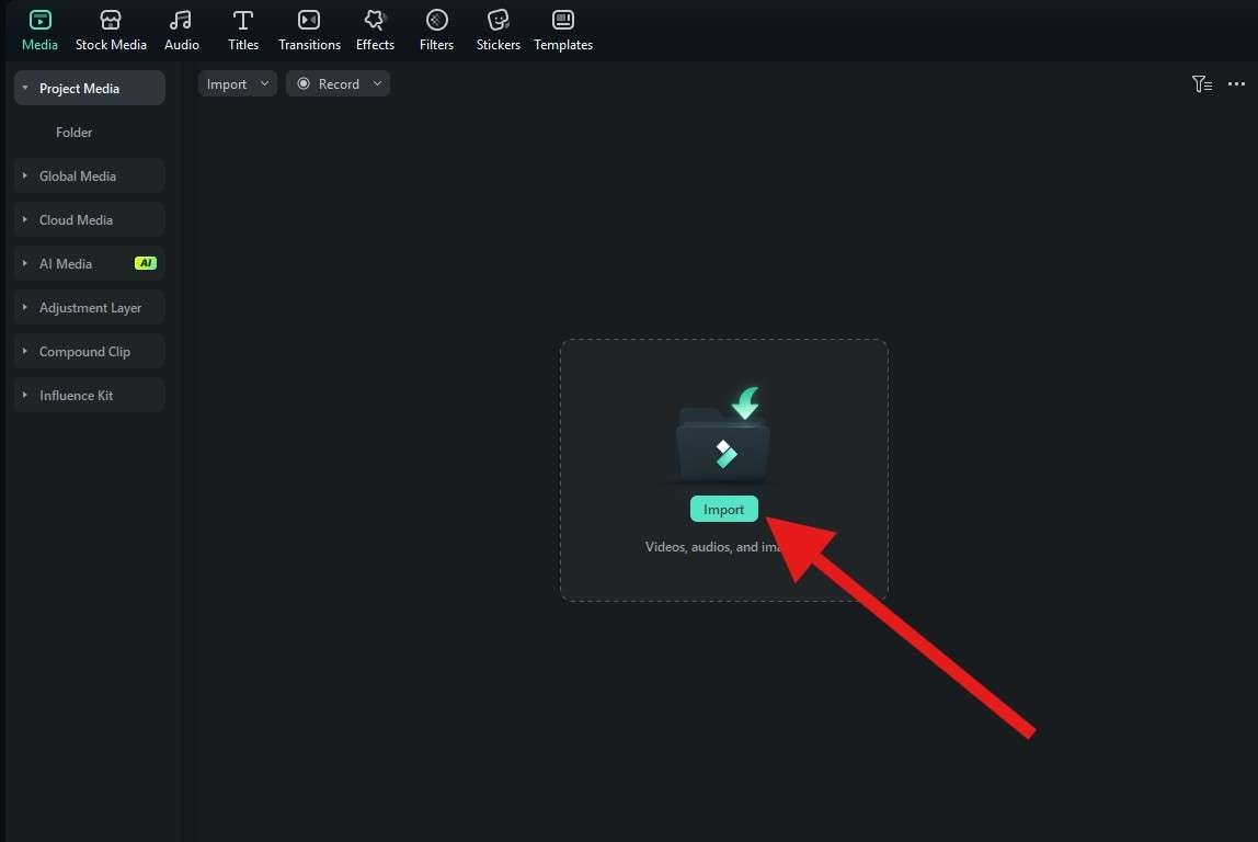 import images to filmora on desktops
