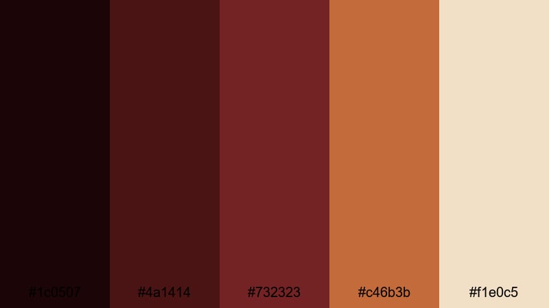 oxblood film grain dark red color palette with hex codes