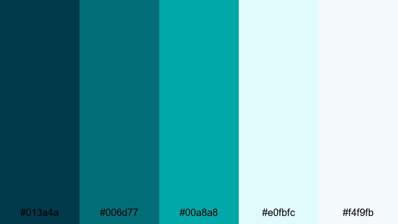 pacific glass depths blue emerald color palette with hex codes