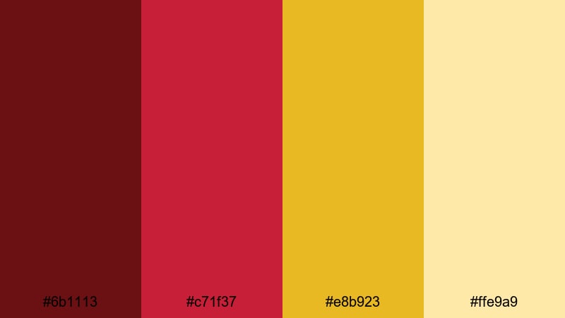 palace curtain glow gold red color palette with hex codes