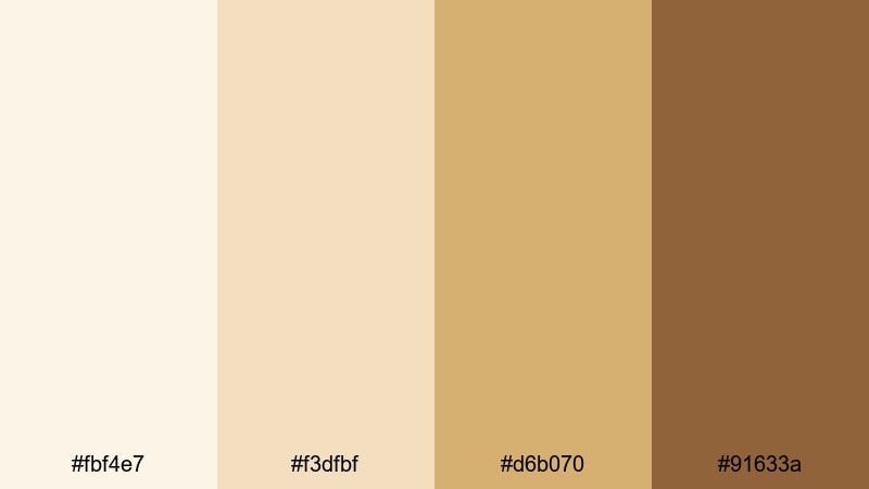 pale ochre minimal gold brown color palette with hex codes