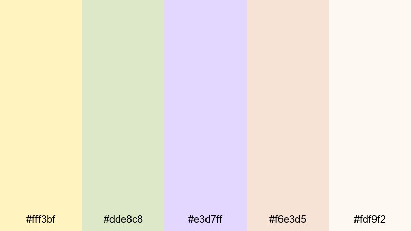 pale orchard bloom pastel yellow color palette with hex codes