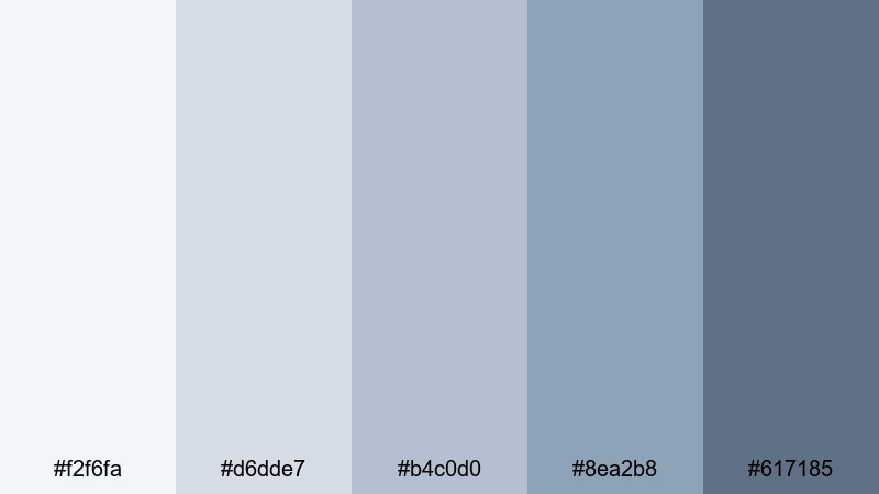 pale skyline glow gray light blue color palette with hex codes