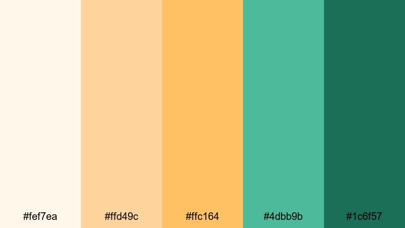 palm shade escape beach color palette with hex codes