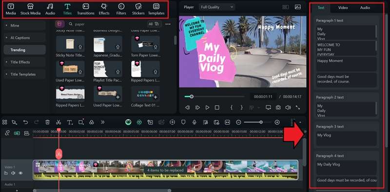 customize the paper template content
