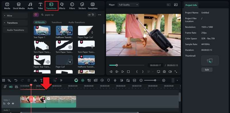 download and apply rip effect transition