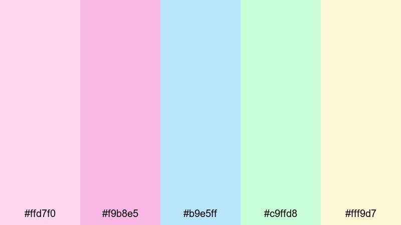 pastel arcade dream light pink color palette with hex codes