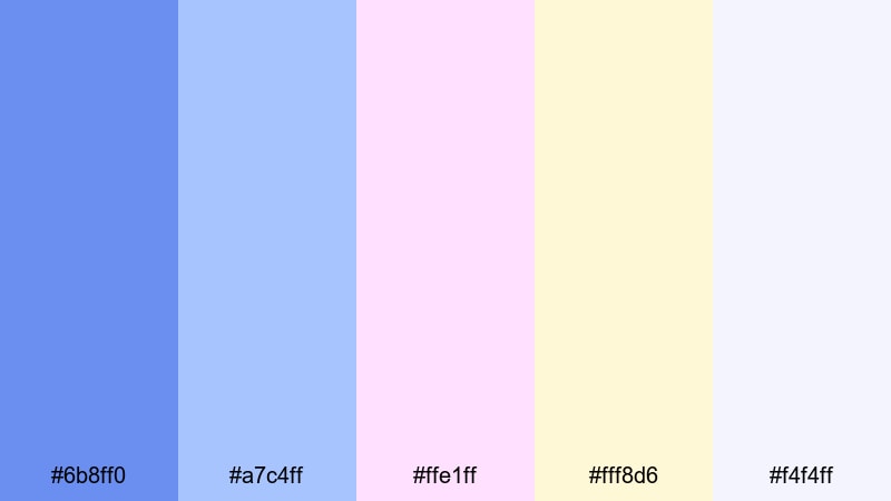 pastel arcade waves cornflower color palette with hex codes