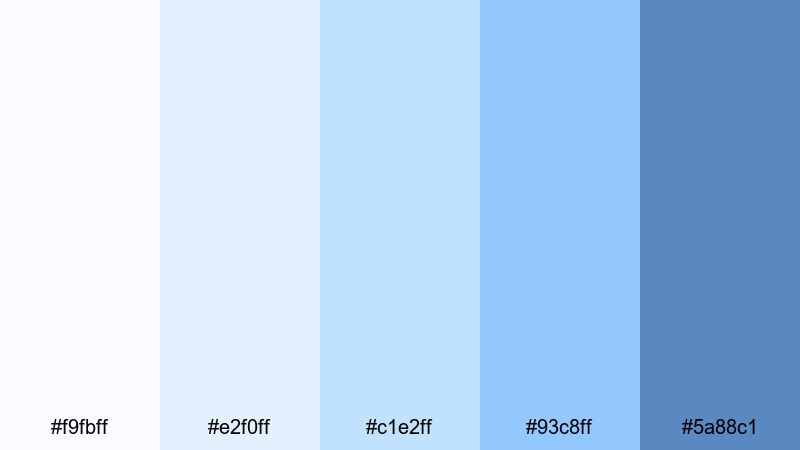 pastel aurora breeze blue light blue color palette with hex codes