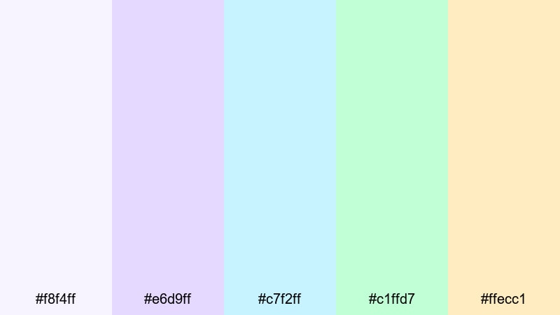 pastel aurora drift dreamy color palette with hex codes