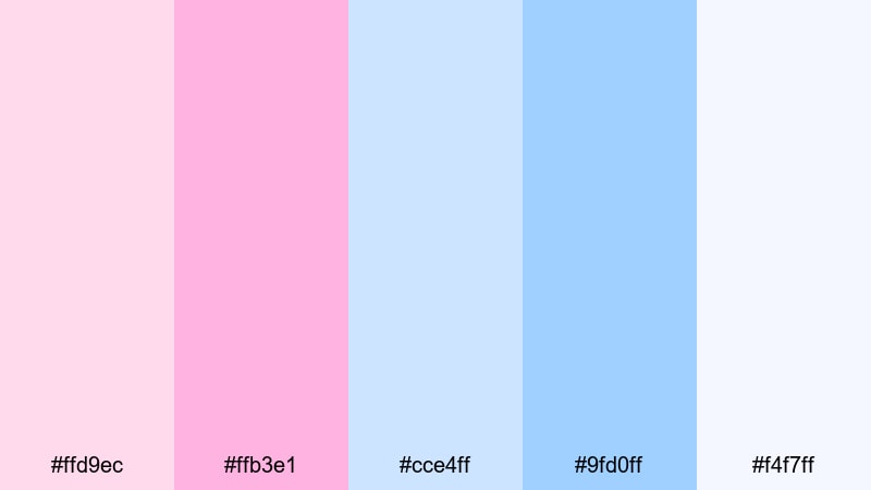 pastel aurora drift pink blue color palette with hex codes