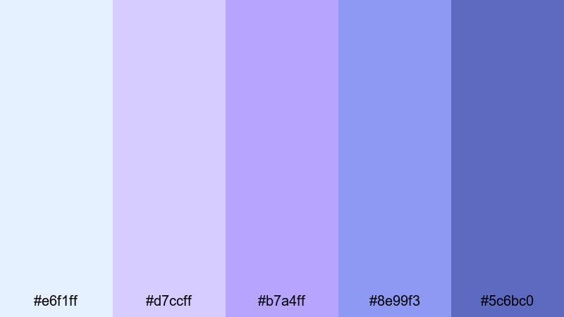 pastel aurora drift purple blue color palette with hex codes