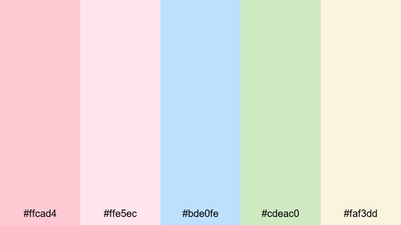 pastel blanket spread picnic color palette with hex codes