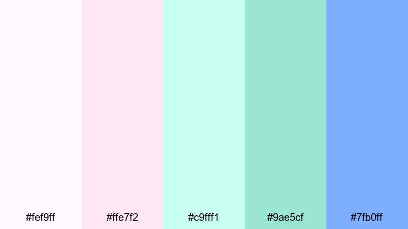 pastel boba dreams mint green color palette with hex codes