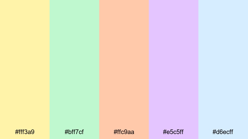 pastel carnival treats pastel yellow color palette with hex codes