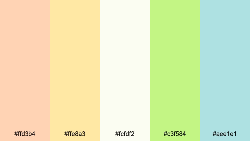 pastel citrus sorbet orange green yellow color palette with hex codes