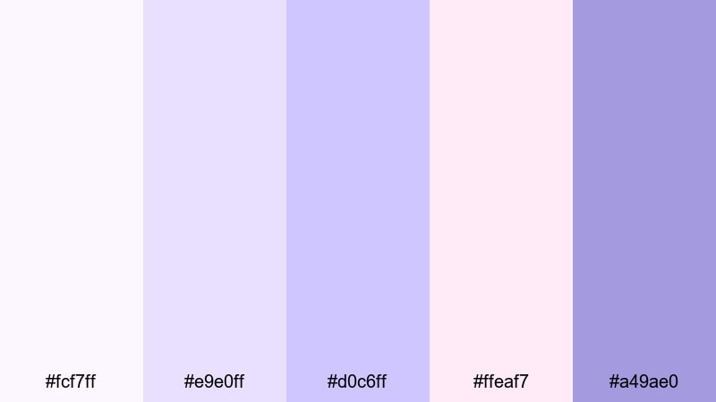 pastel cloud drift purple lilac color palette with hex codes